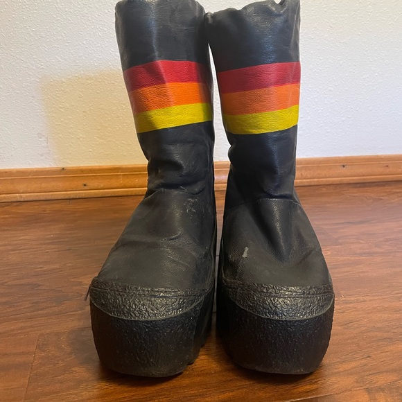 Vintage 80s Retro Rainbow Striped Moon Boots Snow Boots Women’s 11 - Picture 2 of 11